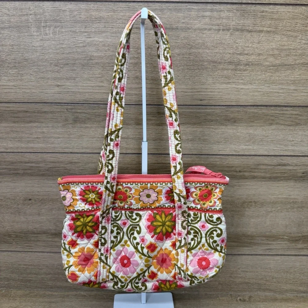 Vera Bradley Tote Shoulder Bag Folkloric Floral Pockets Retired Warm Summer